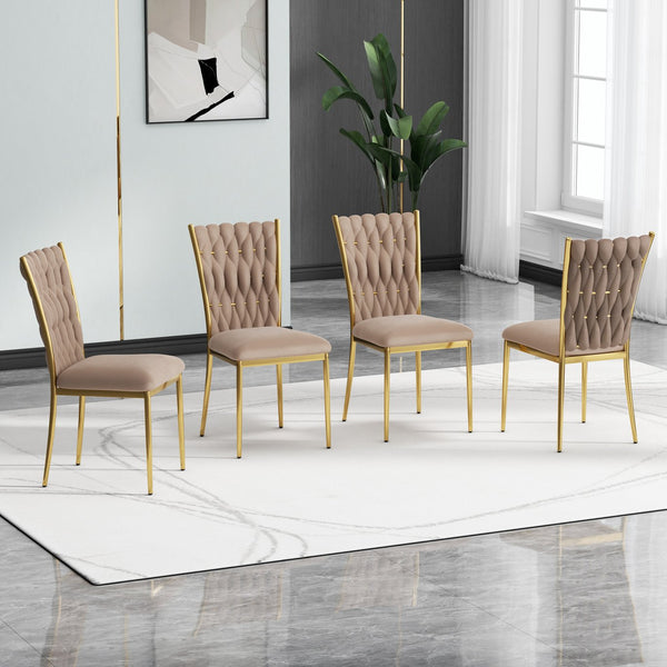 English Elm Modern Velvet Dining Chairs Set of 2 with Gold Legs Curved Back Foam Cushion W210P376369