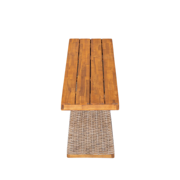 English Elm Christopher Knight Home® - Outdoor Acacia Wood Dining Table Set With Bench - Weather-Resistant, Easy Assembly, Custom Colors N773OD00039B