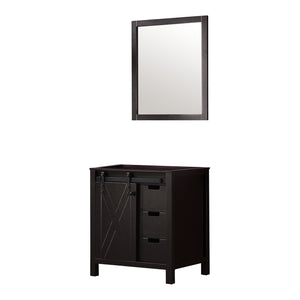 English Elm Brown Bath Vanity Set With Matching Mirror - 30" W Stylish Wooden Storage Solution For Your Bathroom B2731S00524