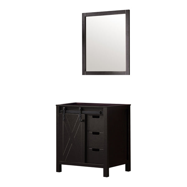 English Elm Brown Bath Vanity Set With Matching Mirror - 30" W Stylish Wooden Storage Solution For Your Bathroom B2731S00524