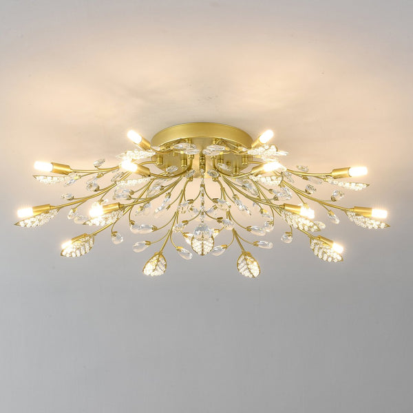 English Elm 15-light Gold Farmhouse Chandelier Seeded Glass Shades for Dining Room or Island W5008P466522