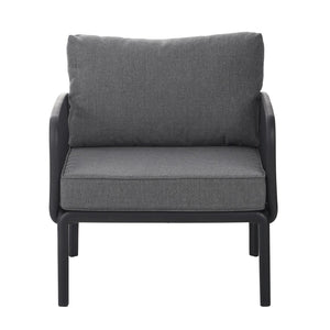 English Elm Christopher Knight Home® - ( SET OF 2 ) Outdoor Patio Club Chair with Waterproof Thick Cushions, Deep Seating, Modern Classic Style Black+ Gray N780P199454B-2