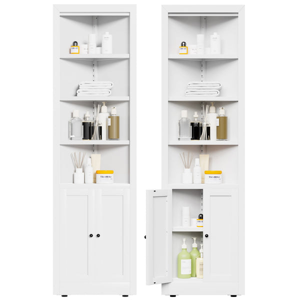 English Elm 71" Tall Corner Cabinet Steel Frame 5 Tier Adjustable Shelving Pantry Bathroom Storage T2398P442670