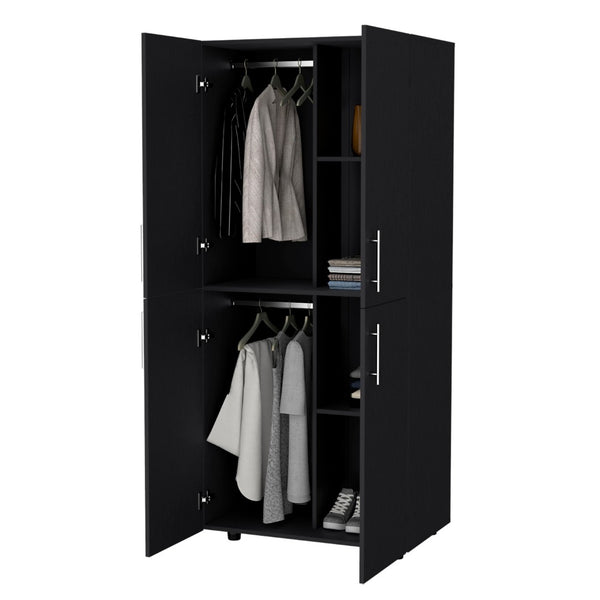 English Elm Wenge 4-Door Armoire – Modern Bathroom Storage Solution With Spacious Design And Rich Finish B062S00562-GIGA