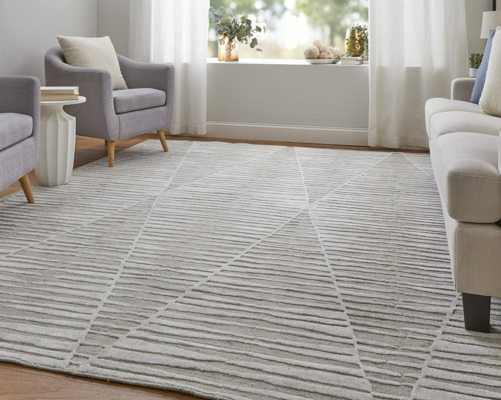 Feizy Rugs Elias Handwoven Geometric Area Rug – Modern Elegance In Gray, Blue, And Ivory For Timeless Decor Ivory,Tan Viscose,Wool Els69fvfivygryp00