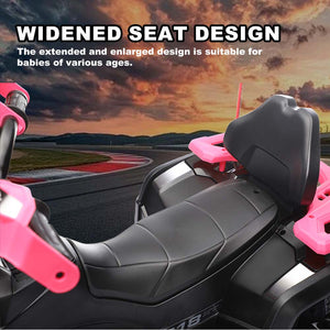 English Elm 24v Ride on Atv for Kids with Dual Motors Led Lights Bluetooth and Rugged Wide Wheelbase Pink W3822P390490