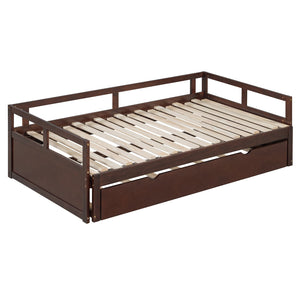English Elm Extending Twin Daybed with Pull Out Trundle Solid Pine Wood Frame Guest Room N708P336535P
