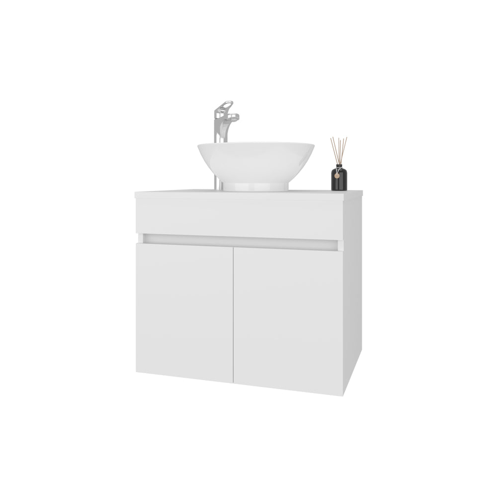 English Elm Sheridan Compact White Bathroom Vanity with 2 Doors, Scratch-Resistant Melamine, Space-Saving 20.4"H B128P314799
