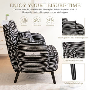English Elm Modern tufted two-seater sofa with boucle upholstery, tapered legs, storage pockets, cozy compact design Black W395P376591