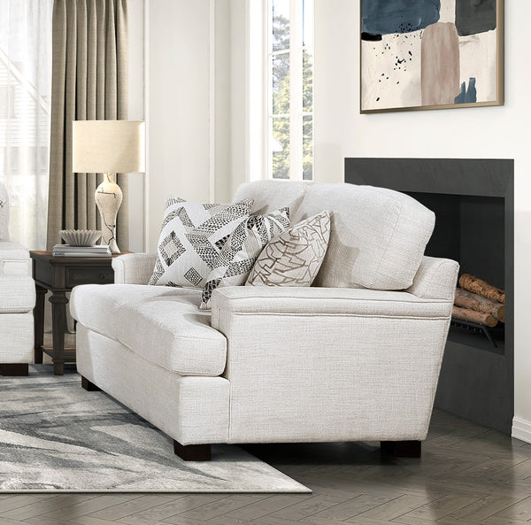 English Elm Modern Elegance Comfort Sofa Set - 3-Piece Cream Chenille Living Room Furniture With Pillows B011S01508