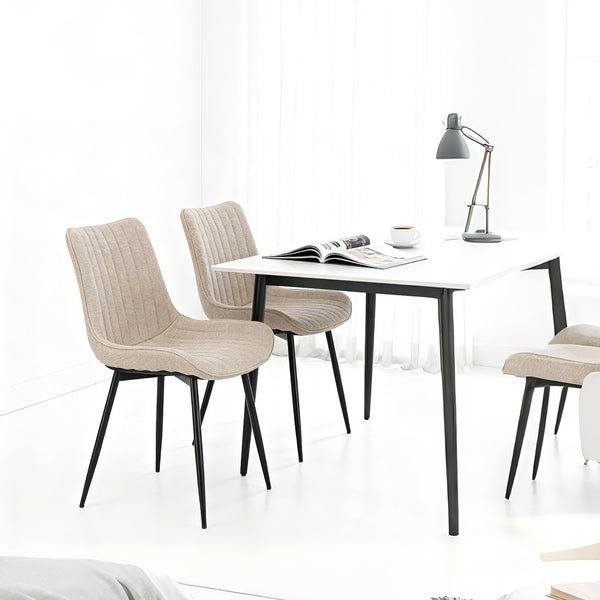 English Elm Dining modern beige chair set of 4 — ergonomic padded backrests, metal X-legs, scratch‑resistant fabric, 300 lb capacity W3851P368628