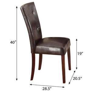 English Elm Espresso Tufted Back Side Chairs Set of 2 — Espresso PU Leather, Walnut Legs, Biscuit Tufting Elegance B062P189086