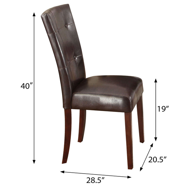 English Elm Espresso Tufted Back Side Chairs Set of 2 — Espresso PU Leather, Walnut Legs, Biscuit Tufting Elegance B062P189086