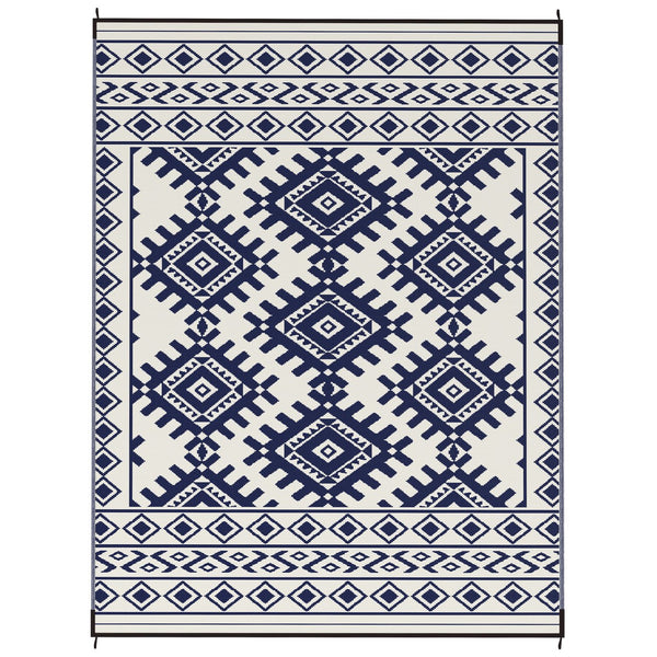 English Elm Outsunny Reversible Polypropylene Outdoor Rug Geometric Pattern Waterproof Patio Camping W2225P485554