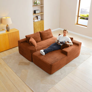 English Elm 105'' Modular L-shape Sectional Corduroy Couch Deep Seat Chaise for Living Room W1117S00331