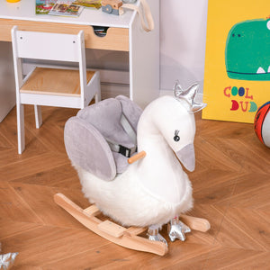 English Elm Qaba Plush Bear Toddler Rocker with Wooden Base Sound Feature and Safety Belt W2225P229181