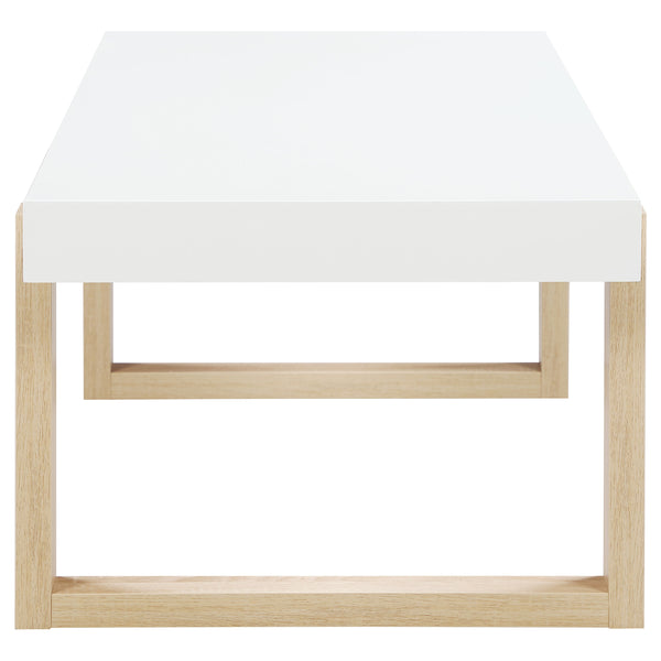 English Elm Fletcher Gloss White Lacquer Coffee and End Table Set for Modern Living Rooms B062S01624
