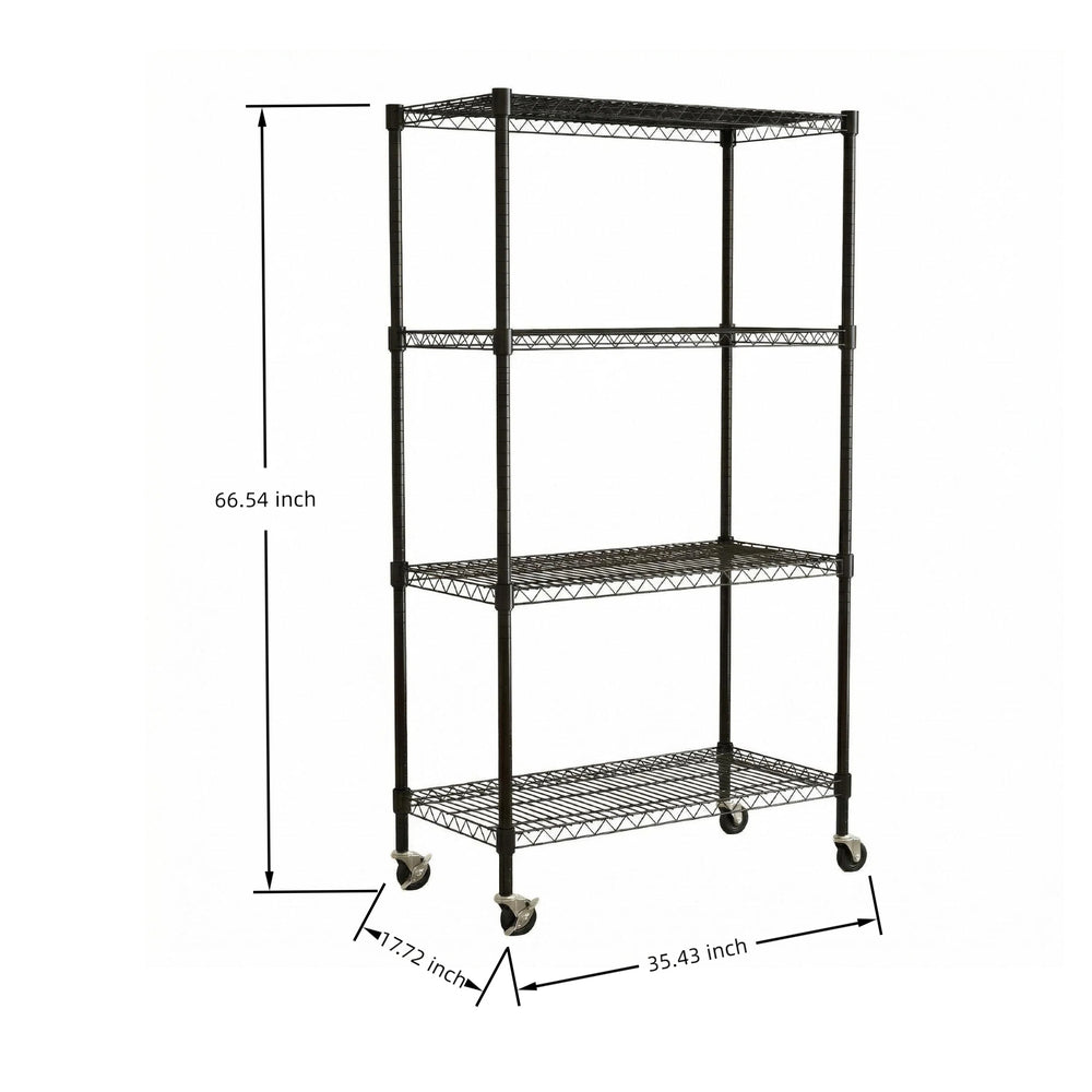 English Elm 4-tier Iron Wire Shelving Unit with Casters Adjustable Rack for Pantry and Garage W3895P460431