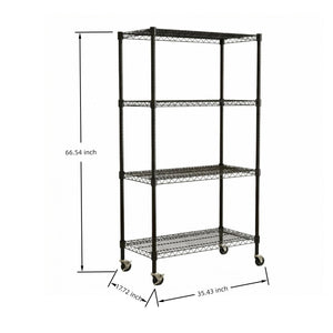 English Elm 4-tier Iron Wire Shelving Unit with Casters Adjustable Rack for Pantry and Garage W3895P460431