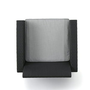 English Elm Christopher Knight Home® - 5 Seater Outdoor Wicker Chat Set with Waterproof Removable Cushions, Durable Polypropylene, Charcoal 61311.00