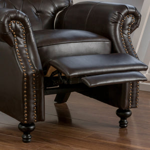 English Elm Push Recliner with Tufted Back Nailhead Trim and Turned Legs for Refined Living 57337.00PU