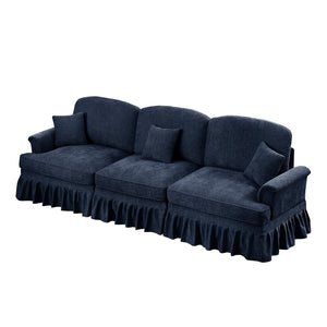 English Elm Elegant Mid Century 3-Seater Sofa With Flared Arms & Removable Skirts - Versatile Chenille Comfort W3041S00255
