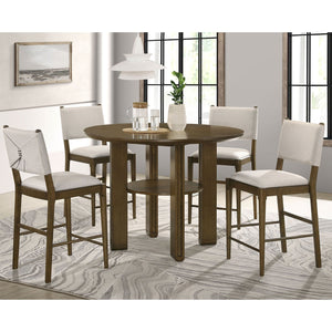 English Elm Crispin Textured Upholstered Counter Chairs Set of 2 – Tan Fabric, Brown Wood Frame, Padded Comfort (2) B062P375507