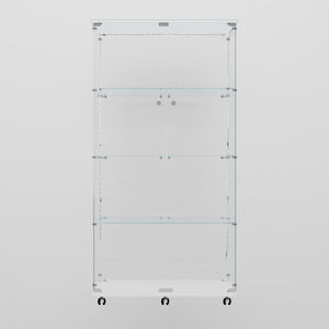English Elm Tempered Glass Display Cabinet With Bluetooth Led Strip, Swivel Casters & Mobile App Control, White W3155S00004-GIGA