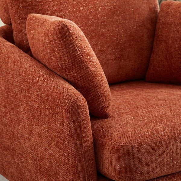 English Elm 40.55"w Oversized Round Swivel Accent Chair Chenille Upholstered Cozy Club Lounge Seating Orange W1298P248771