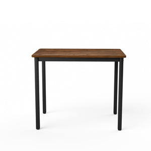 English Elm Dining Table Set 3 Piece Industrial Steel Frame with Melamine Top for Kitchen Nook Walnut W1162P424924