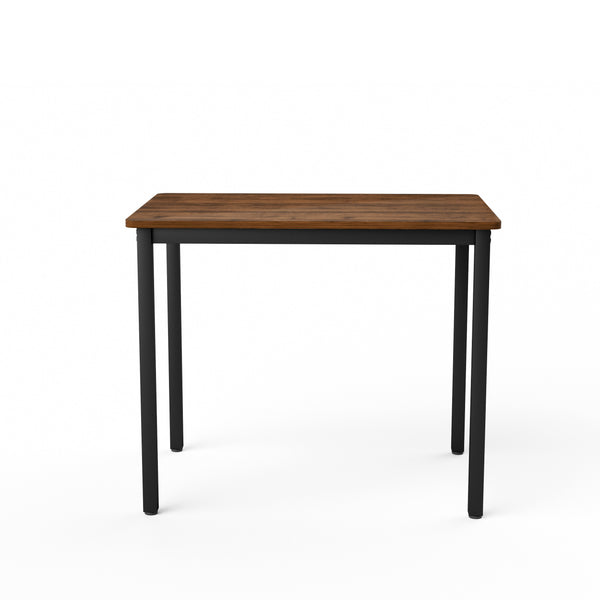 English Elm Dining Table Set 3 Piece Industrial Steel Frame with Melamine Top for Kitchen Nook Walnut W1162P424924