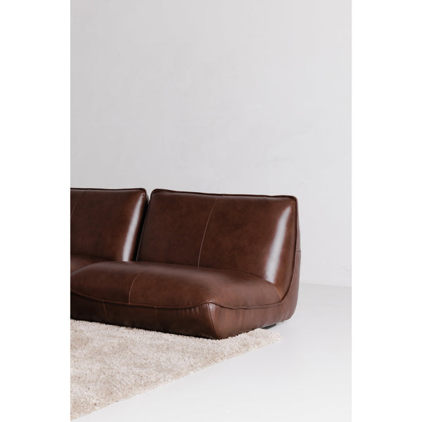 English Elm Zeppelin Top-grain Aniline Leather Corner Chair with Patina-rich Hickory Finish B2769P504212