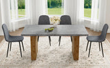 English Elm Table and Chair Set.Cozy Modern Mdf Dining Set -67"X35.4" With 4 Comfortable Dark Grey Linen-Cotton Dining Chair With Round Corner Design.Suitable For Home Dining Rooms,Hotels,Other Commercial Spaces.