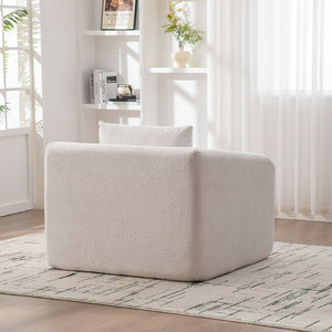 English Elm 40" Chenille Cloud Floor Chair Convertible Sleeper Sofa Lounge for Dorm Apartment Bedroom Ivory W3118P388895