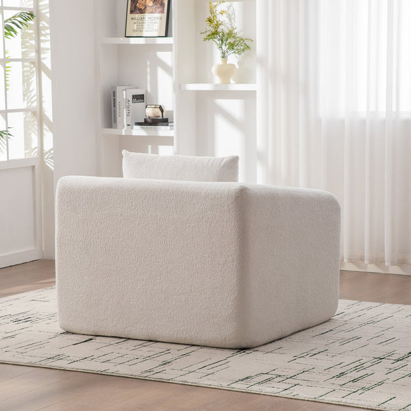 English Elm 40" Chenille Cloud Floor Chair Convertible Sleeper Sofa Lounge for Dorm Apartment Bedroom Ivory W3118P388895