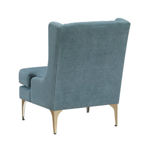 English Elm Modern Luxury Chenille Upholstery Wingback Accent Chair with Diamond Stitching, Gold Metal Legs and Reversible Cushion for Durable Comfort and Style Blue 32.5 L x 28 W x 19 H B011P308539