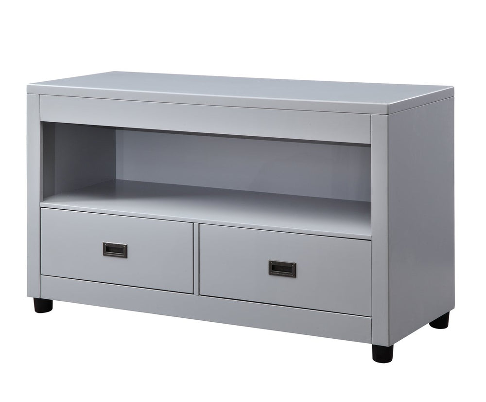 English Elm Eleanor Dove Finish End Table with Round Legs, Poplar & Veneer Construction, Durable Classic Design Gray 52 L x 21 W x 30 H B2726P244378