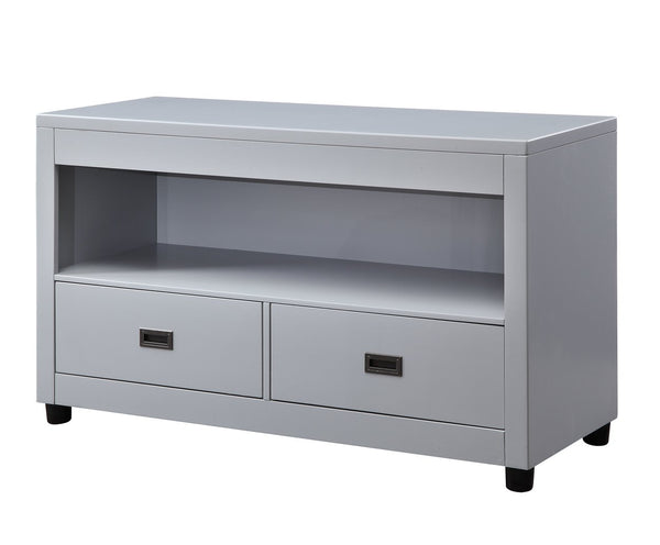 English Elm Eleanor Dove Finish End Table with Round Legs, Poplar & Veneer Construction, Durable Classic Design Gray 52 L x 21 W x 30 H B2726P244378