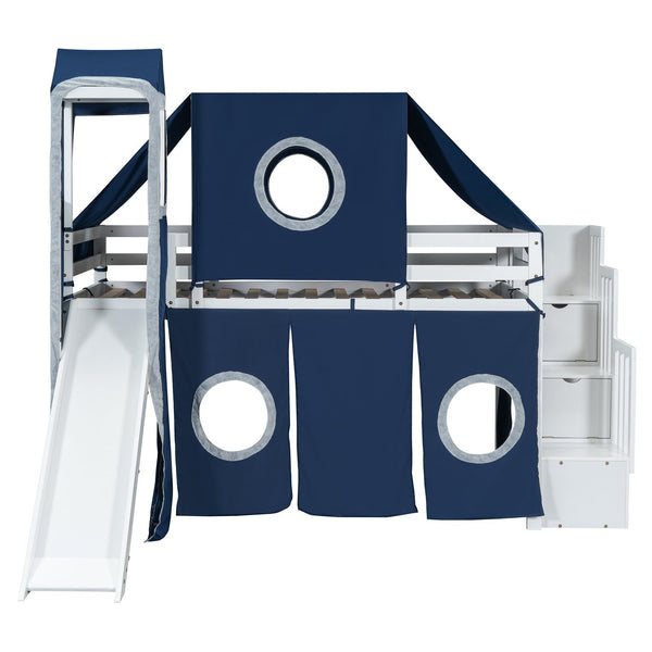 English Elm Twin Castle Loft Bed with Play Tower Pinewood Frame for Kids Bedroom Storybook LT000568AAC-1