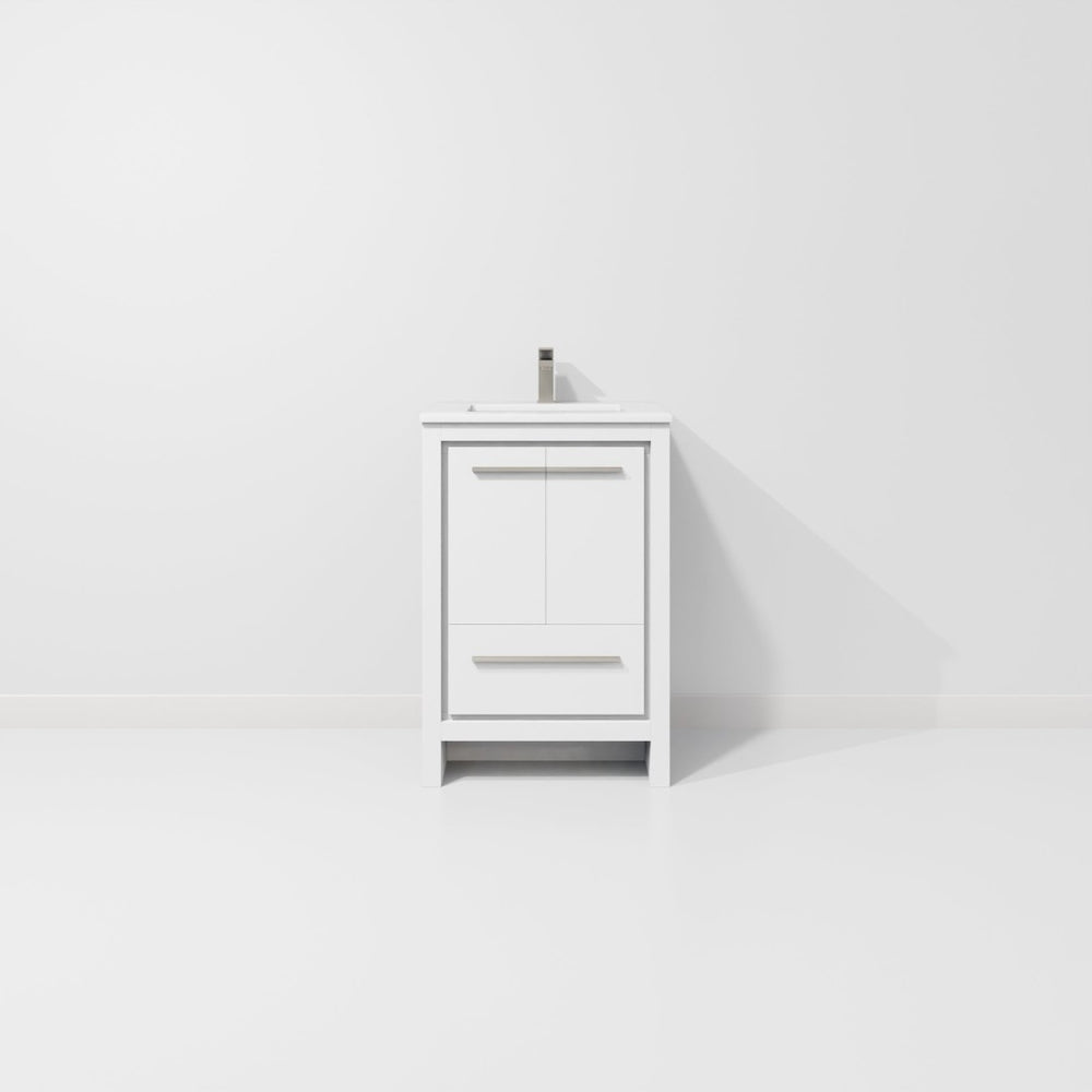 English Elm White Bath Vanity With White Quartz Top & Gun Metal Faucet - Perfect For Small Spaces & Storage! B2731P259272-GIGA