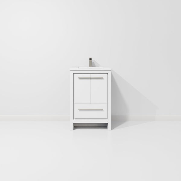 English Elm White Bath Vanity With White Quartz Top & Gun Metal Faucet - Perfect For Small Spaces & Storage! B2731P259272-GIGA