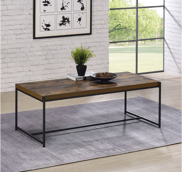 English Elm Nilda Two-tone Oak Coffee Table with Walnut Top and Dual Open Storage Shelves B2749P413287