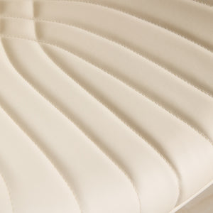 English Elm Walnut Mid-Century Bentwood Swivel Bar Stool — Ergonomic Faux Leather Seat, Wide Stable Base Beige W1143P173515