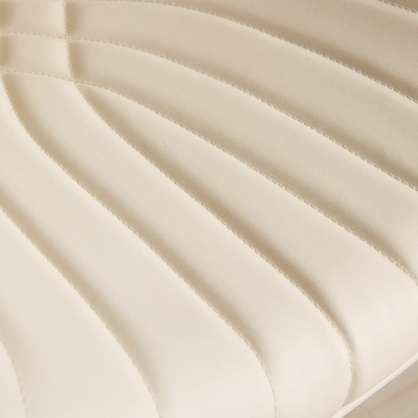 English Elm Walnut Mid-Century Bentwood Swivel Bar Stool with Ergonomic Faux Leather Seat and Wide Stable Base Beige W1143P173515