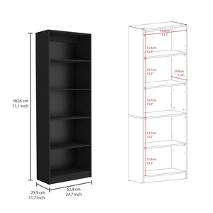 English Elm Dupree 4-Piece Home Bookcase Set with 17 Shelves & Double-Door Cabinet, Stylish Durable Storage Solution Black 41 L x 28 W x 5 H B200S00357