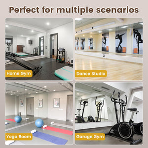 English Elm 48x24 Tempered Glass 3-Pack Home Gym Mirror Wall-Mounted Framed Silver HD Shatterproof Reflection T3757P347056