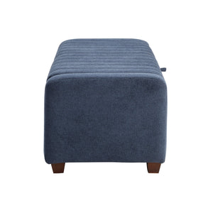 English Elm Contemporary Upholstered Storage Bench with Boucle Fabric, Plywood Frame, Foam Cushion & Solid Wood Legs Blue 50.5 L x 23.5 W x 17.5 H B011P298369