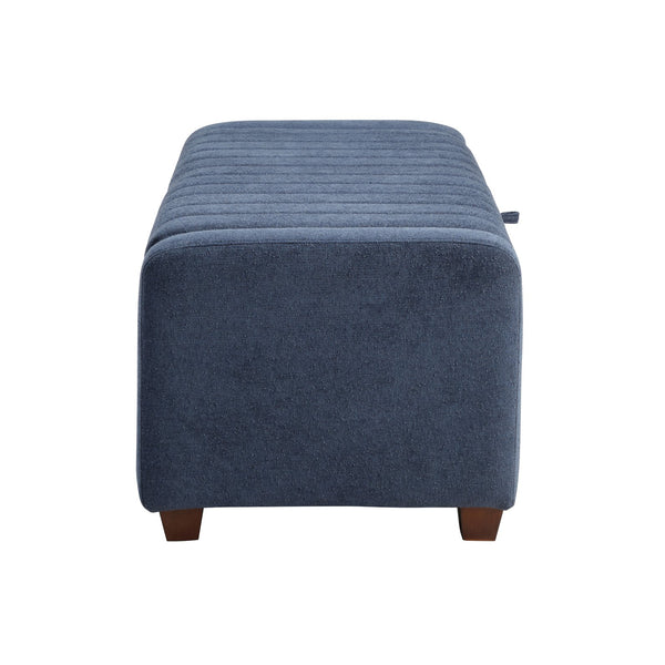 English Elm Contemporary Upholstered Storage Bench with Boucle Fabric, Plywood Frame, Foam Cushion & Solid Wood Legs Blue 50.5 L x 23.5 W x 17.5 H B011P298369