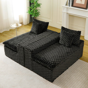 English Elm Luxury Turtle Velvet Multifunctional Sofa - Modular 4-Seat Design, Ergonomic Sponge Cushions, 400lbs Capacity, Stylish Living Room Centerpiece W3371S00035