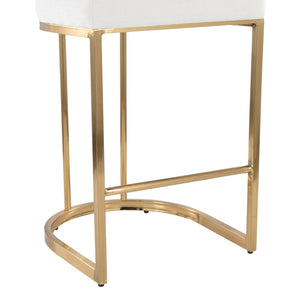 English Elm Fixed-height Barstools Powder Coated Steel Frame Brown Upholstered Seat Set of Two Cream B202P471212